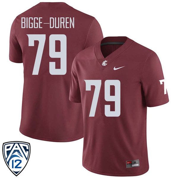 Men #79 Cedric Bigge-Duren Washington State Cougars College Football Jerseys Sale-Crimson